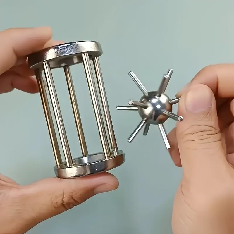 2pcs Metal Puzzle Cage Thorns Ball Lock Iq Toy, Children & Adults Brain Teaser, Educational Student Unlocking Ring Game