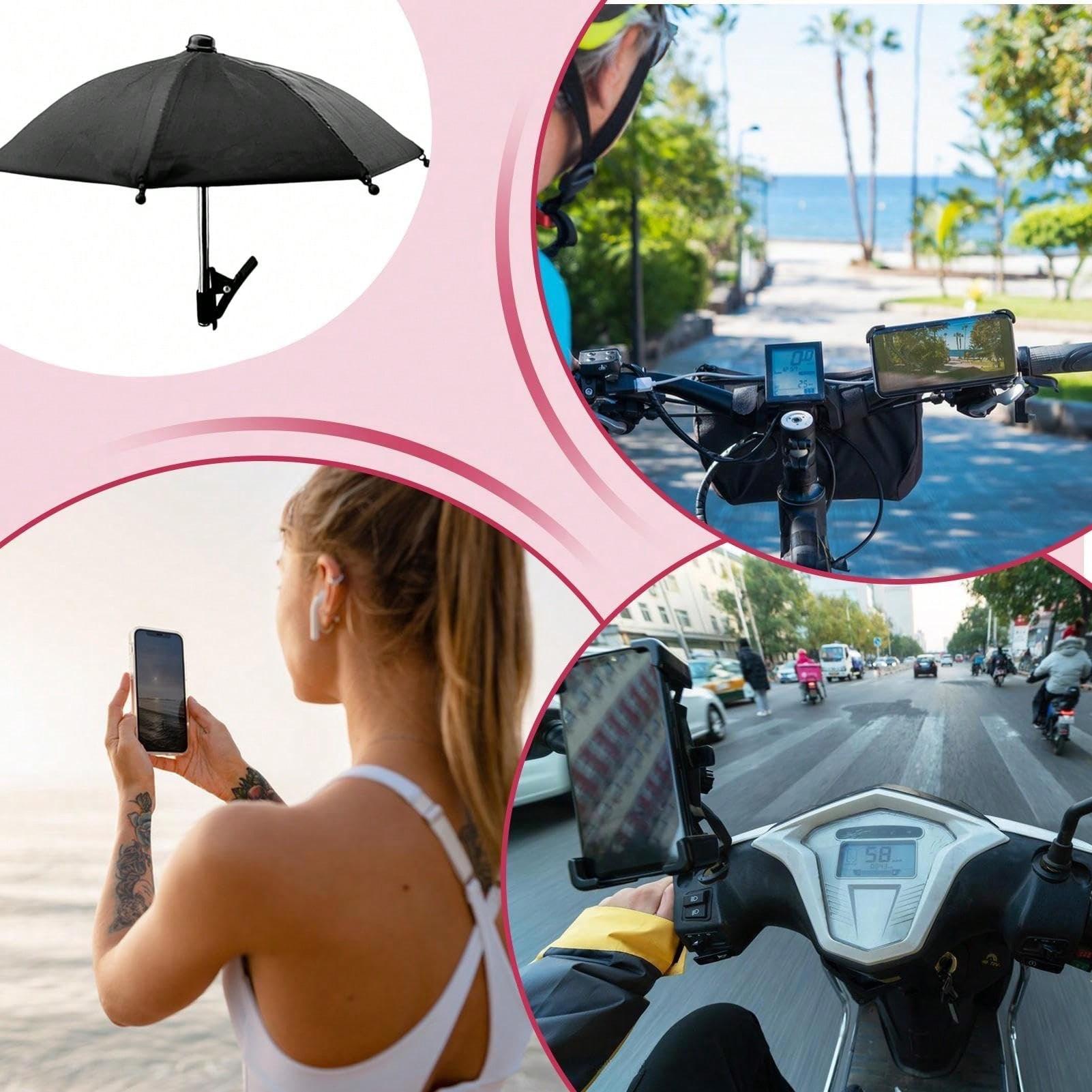 Portable Phone Holder Umbrella, Waterproof Anti-Glare UV Protection Mini Parasol, Universal Phone Sun Visor; Outdoor travel essential for fitness, camping; Summer Y2K cute decor for car, bedroom, garden; Ideal bridesmaid, Mother's Day, wedding & graduatio