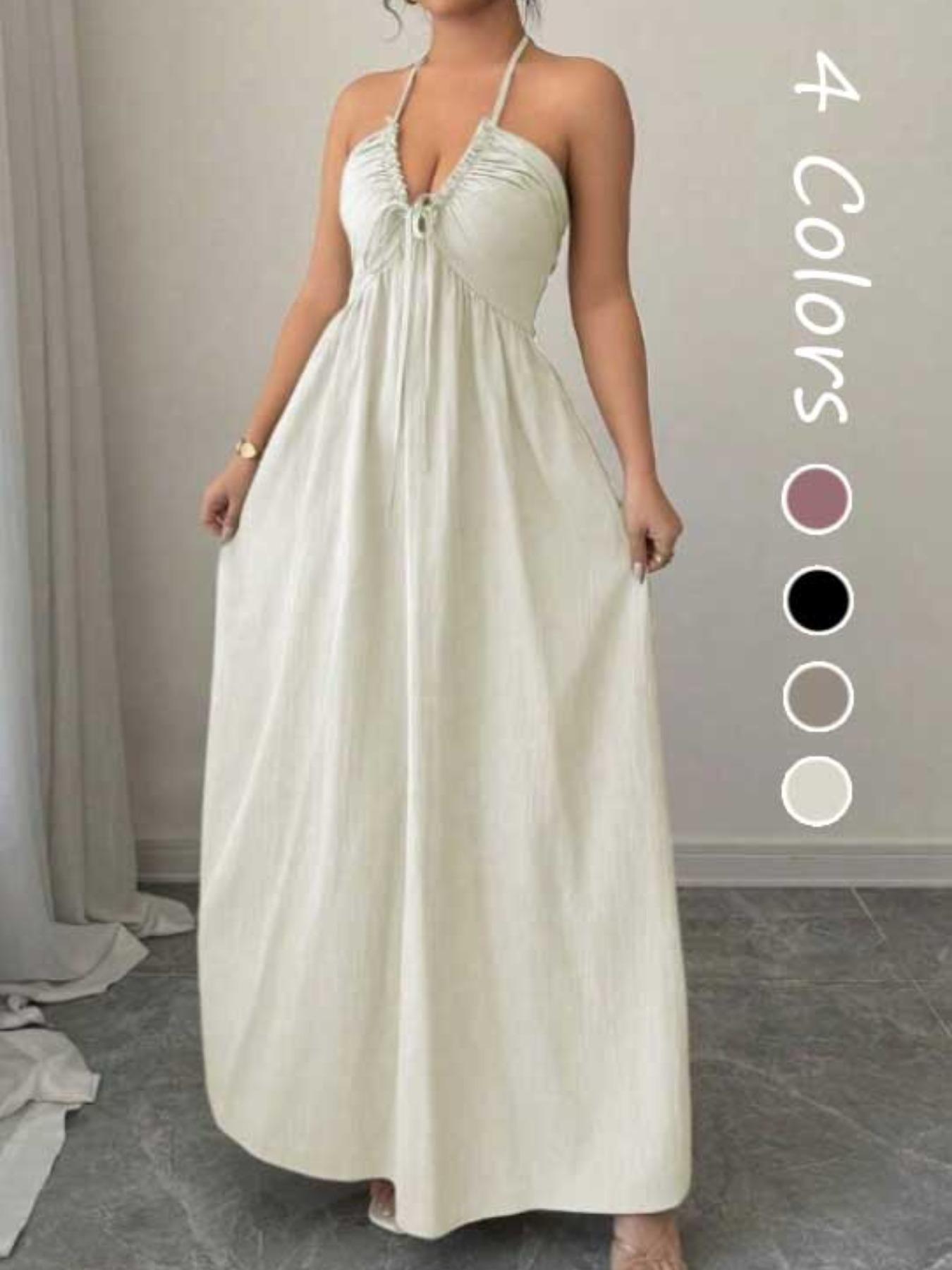 Women's A-Line Sleeveless Dress with Adjustable Straps, Stylish Lace-Up Detail for Summer, Casual Elegant Fashion for Women