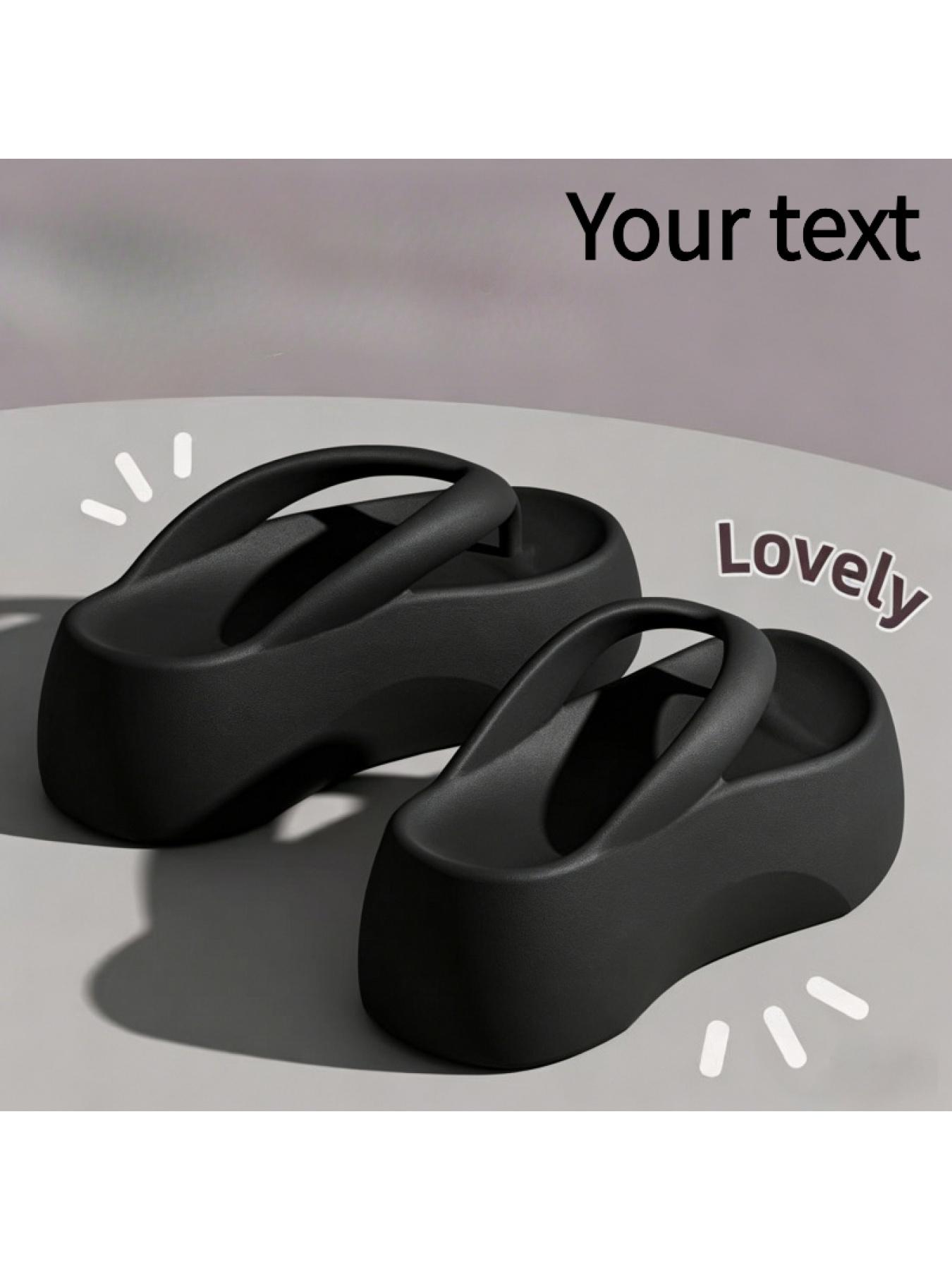 1 pair of thick-soled EVA flip-flops for women, summer outdoor wear, non-slip, height-increasing home sandals Footwear