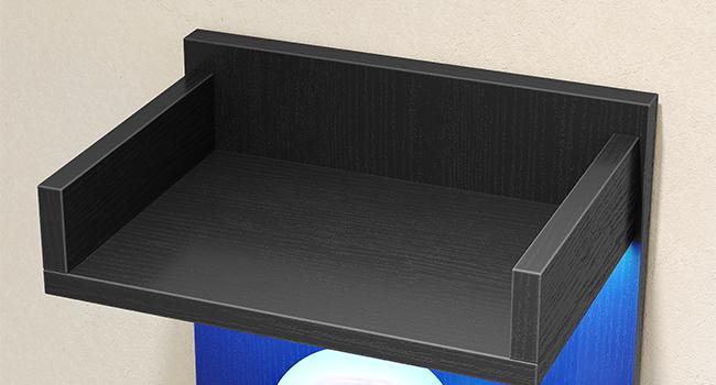 HOOBRO Floating Wall Shelves with LED Lights, 4-Tier Floating Shelf Wall Mounted for Storage, Vertical Display Stand, Modern Column Rack, for Bedroom, Living Room, Hallway, Black