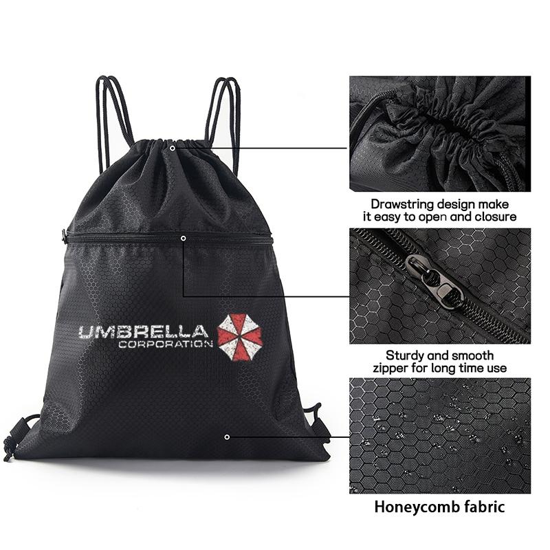 Umbrella Corporation Logo Drawstring Backpack Bag Sports Bags for Casual Outdoor Sports Gym Travel School Use Stylish Lightweight Unisex Design Perfect Gift Idea for Holidays Christmas Birthdays and Special Occasions Fans of SciFi and Gaming Accessories