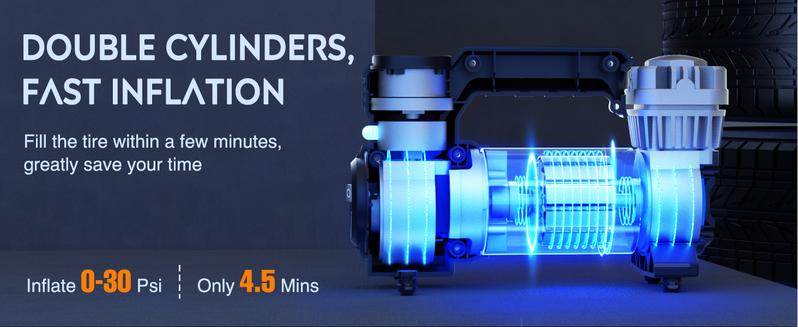 Nilight Portable Air Compressor Tire Inflator 12V Heavy Duty 120PSI Metal Tire Pump Double Cylinder Digital Tire Pressure Fast Inflate Auto Shutoff Tire Pump for Car SUV Schrader Valve Led Lighting Automotive  dealsforyoudays