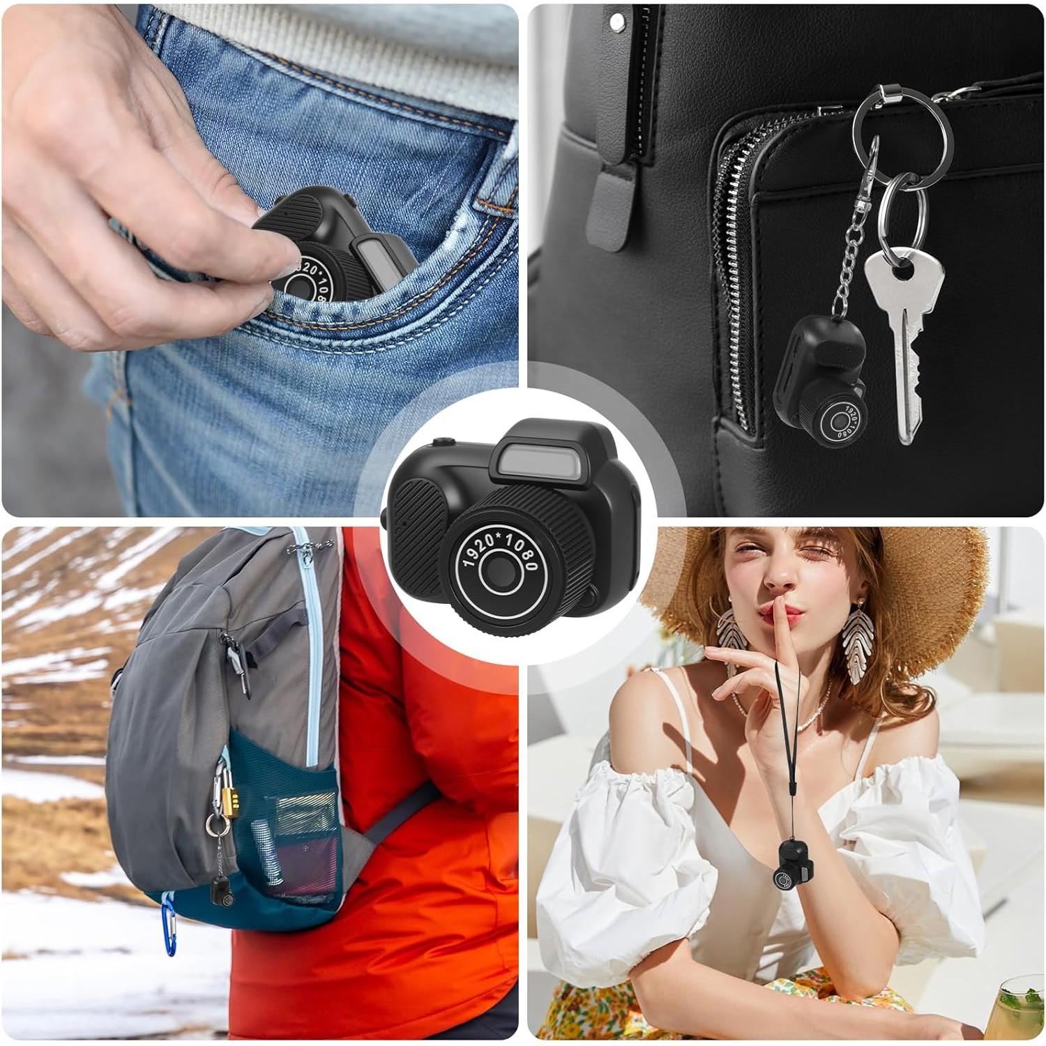 HD 1080P Mini Camera Y3000 Retro Keychain Camera, 0.96 Inch HD Screen, Long Battery Life, Includes 8GB TF Memory Card
