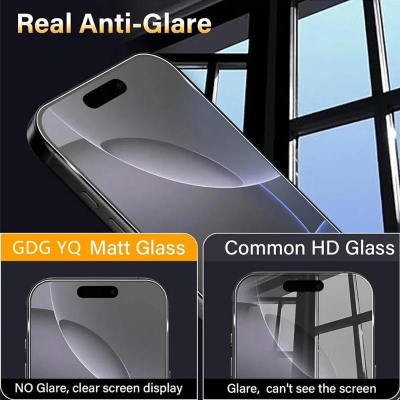 4 pcs Matte Tempered Glass Screen Protector For iPhone 17 Pro Max/16 Pro Max/17 Air/17/16/16e/15/14/13/12/11/X/XR/XS Max/Plus/Mini Tempered Glass Film, Anti-Fingerprint, Ultra HD, Anti-scratch, Case Friendly, Full Coverage, Accessories