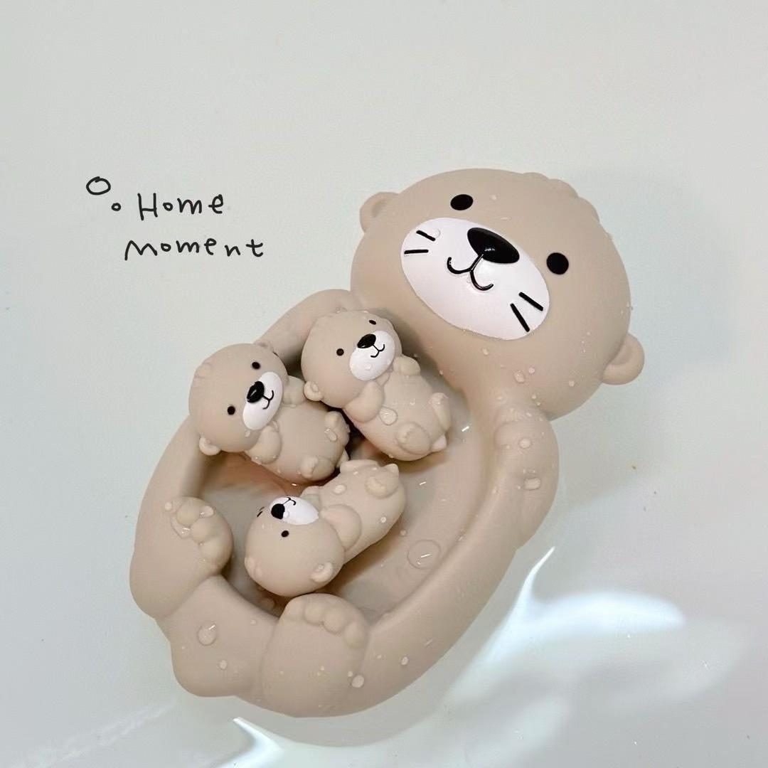 Cute Seal Family Bath Toy Set, Silicone Floating Stacking Toys, Safe Non-Toxic Bathtub Toys for Toddlers, Includes Mother Seal and 3 Pups, 0-3 Years