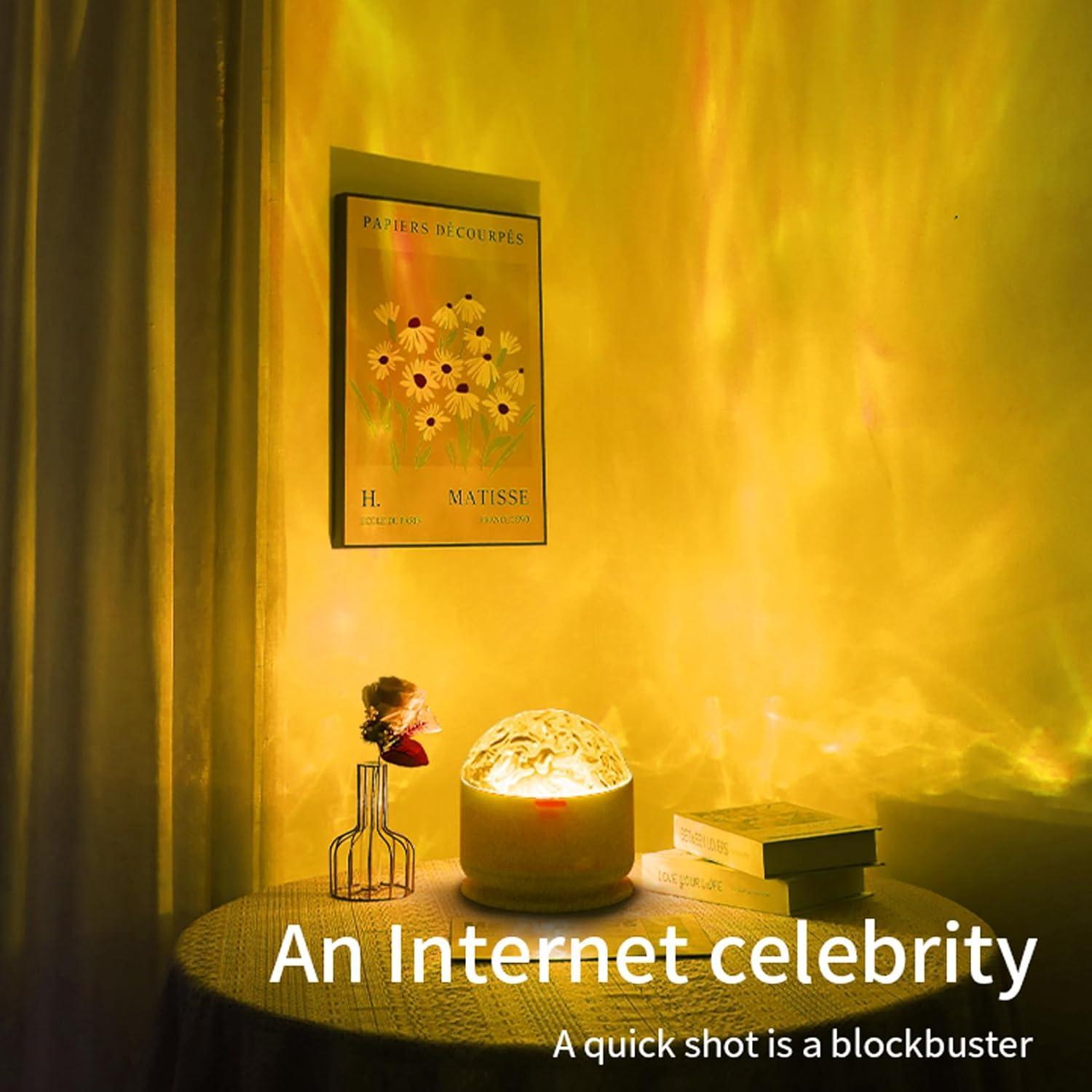 7-Color Music-Synced Bluetooth Full HD Starry LED Star Projector Lamp - 2 Scenes (Ocean Wave, 3D Water Ripple) Cool Tech Gadget for Bedroom Room Decor
