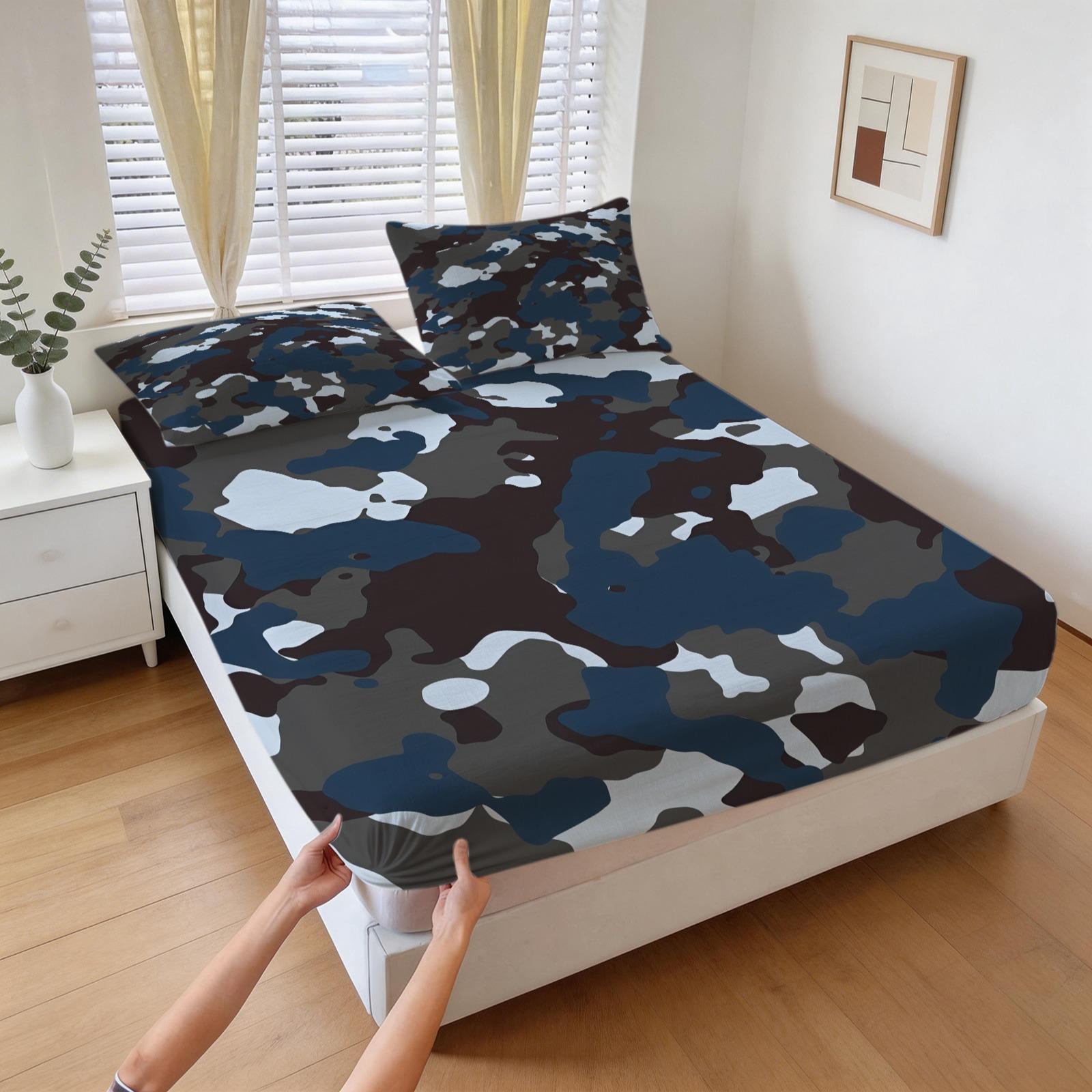 Camouflage Themed Bed Sheet, Soft And Comfortable Bedding Set (1 Bed Sheet+2 Pillowcases, No Pillow Core), Suitable For Teenagers And Adults, Bedroom, Dormitory, And Guest Room Scenes