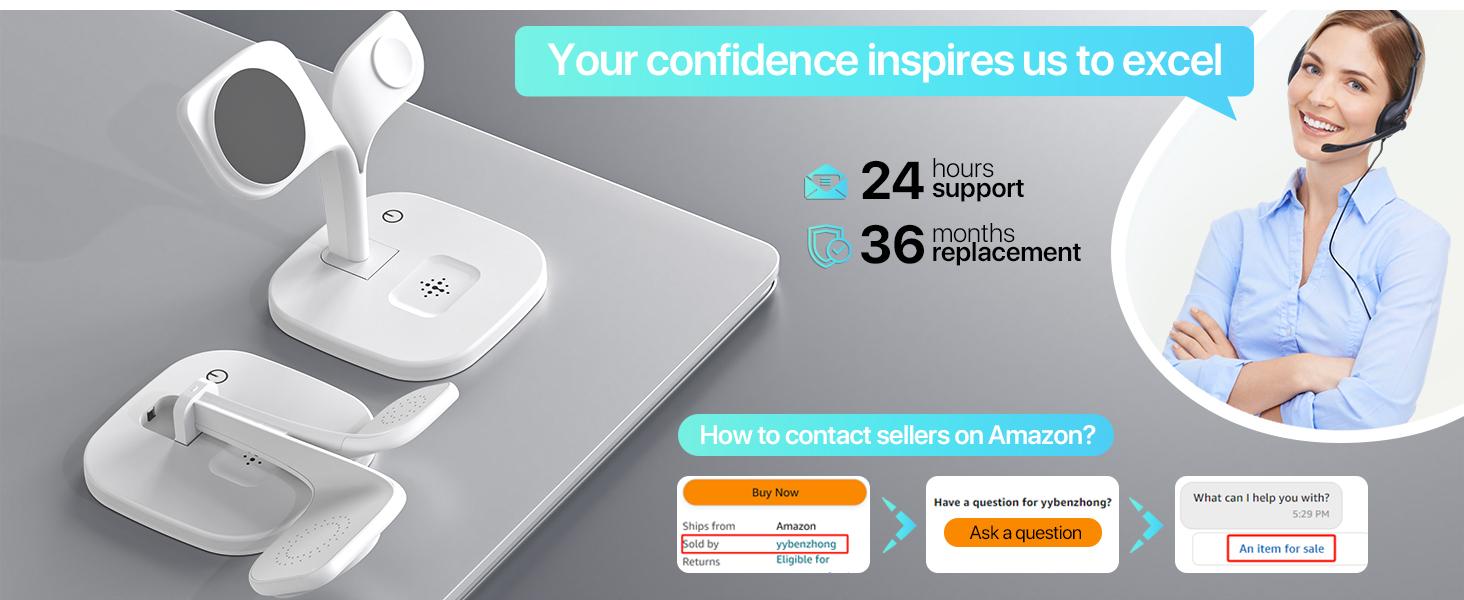 Real Wireless Charging Dock/2025 New Year Gifts EXW 5-in-1 Magnetic Desktop Fast Charging Station for Multiple Devices for iPhone 16/15/14/13/12 Series& Apple Watch & AirPods