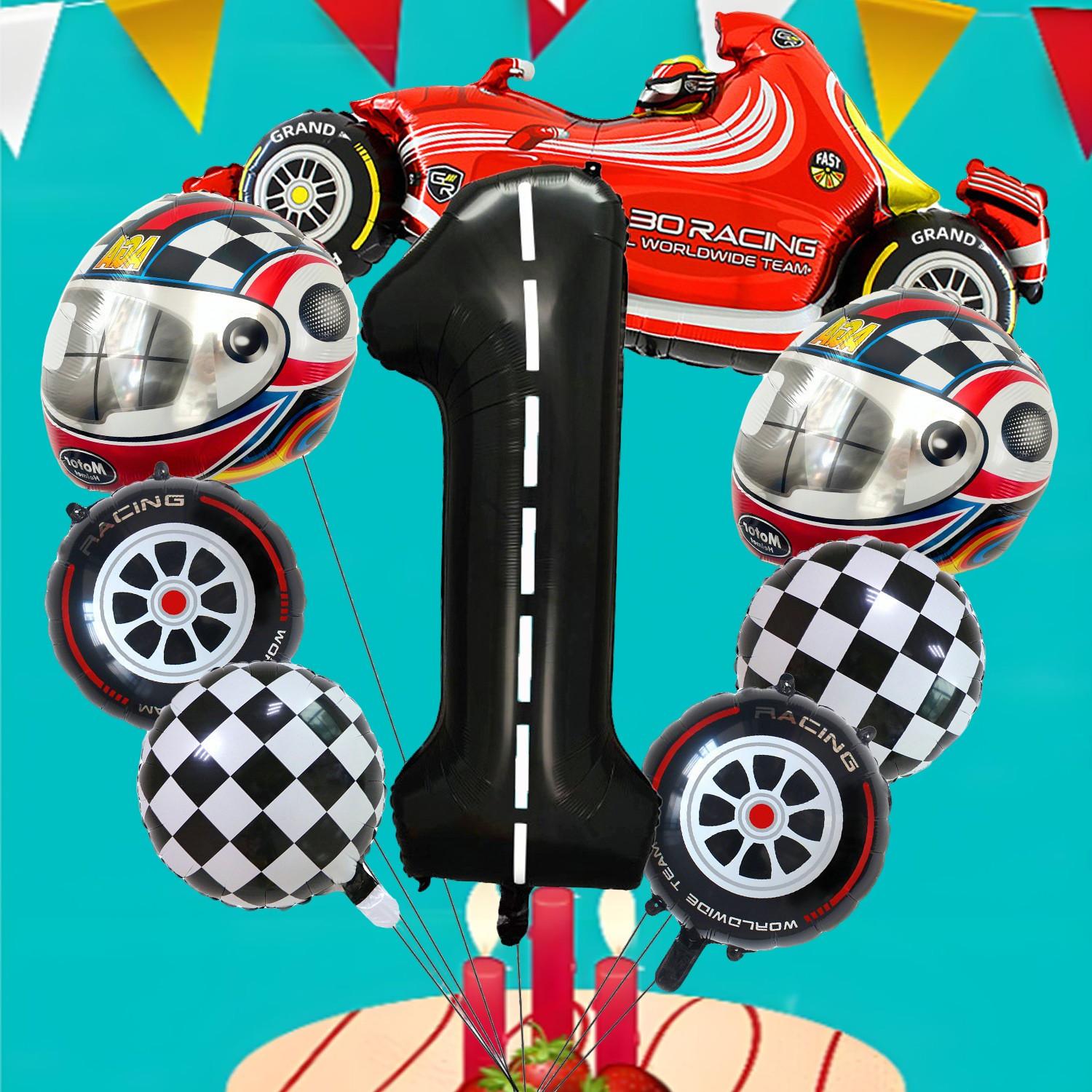 Race Car Theme Foil Balloons, Multi Shape Mixed Color Set, Sports Events, Championship Celebrations, Festival & Party Decor