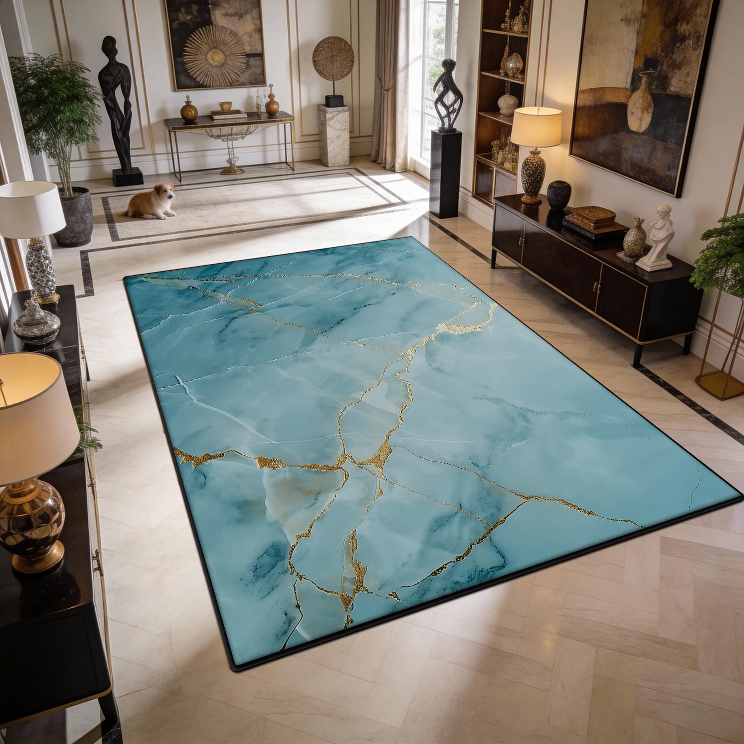 Luxury White Gold Marble Flannel Area Rug - Realistic Golden Vein Print Soft Mat for Living Room, Non-Slip Modern Home Decor #GoldMarbleRug #LuxuryWhiteMat #ModernHomeDecor #MarbleTextureCarpet #NonSlipFlannelRug