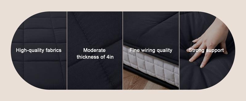 Lilypelle Japanese Futon Mattress, 3.5”/4“ Foldable Tatami Sleeping Pad, Portable Roll-Up Floor Lounger Bed for Adult & Child, Dormitory Floor Mattress Pad