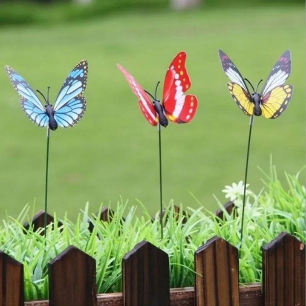 Colorful Waterproof Butterfly Garden Stakes, Reusable Windproof Plastic Lawn Decor for Outdoor Patio, Yard Party Markers & Planter Stakes