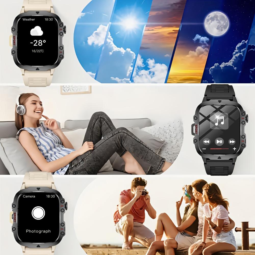 Smart Watch Wireless Calling LED Light Multiple APP Notifications Calendar Alarm Sports Modes Compatible iPhone Android Unisex Multifunctional Smartwatch