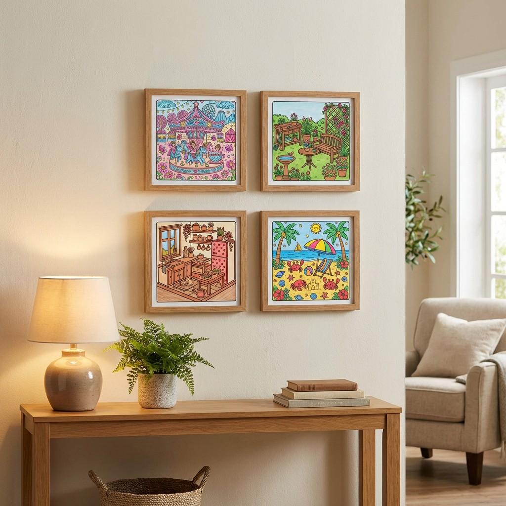 Kawaii Coloring Book - 5pcs Garden, Seaside days, Cozy Corner & Comfy Days Themes - Exquisite Illustrations with Clear Lines, Super-Sensitive Opaque Paper - Stress Relief, Relaxation, Fun for Teens, Adults & Seniors - Perfect Gift for Birthdays, Holidays