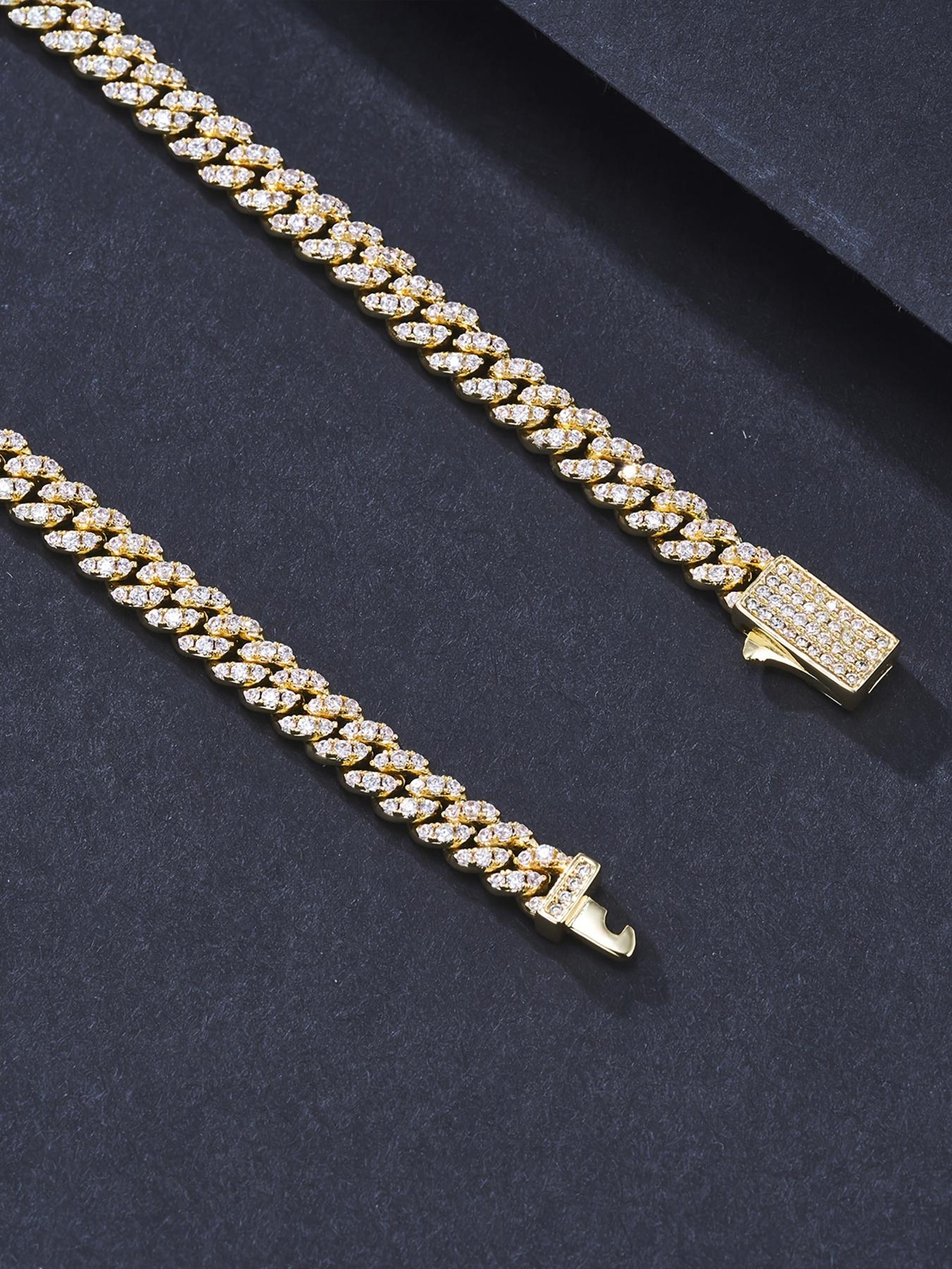 ICED CHICS 5mm Miami Cuban Link Bracelet, full of zircon hip-hop accessories, suitable for both men and women, suitable for daily wear, street casual style, a beautiful gift