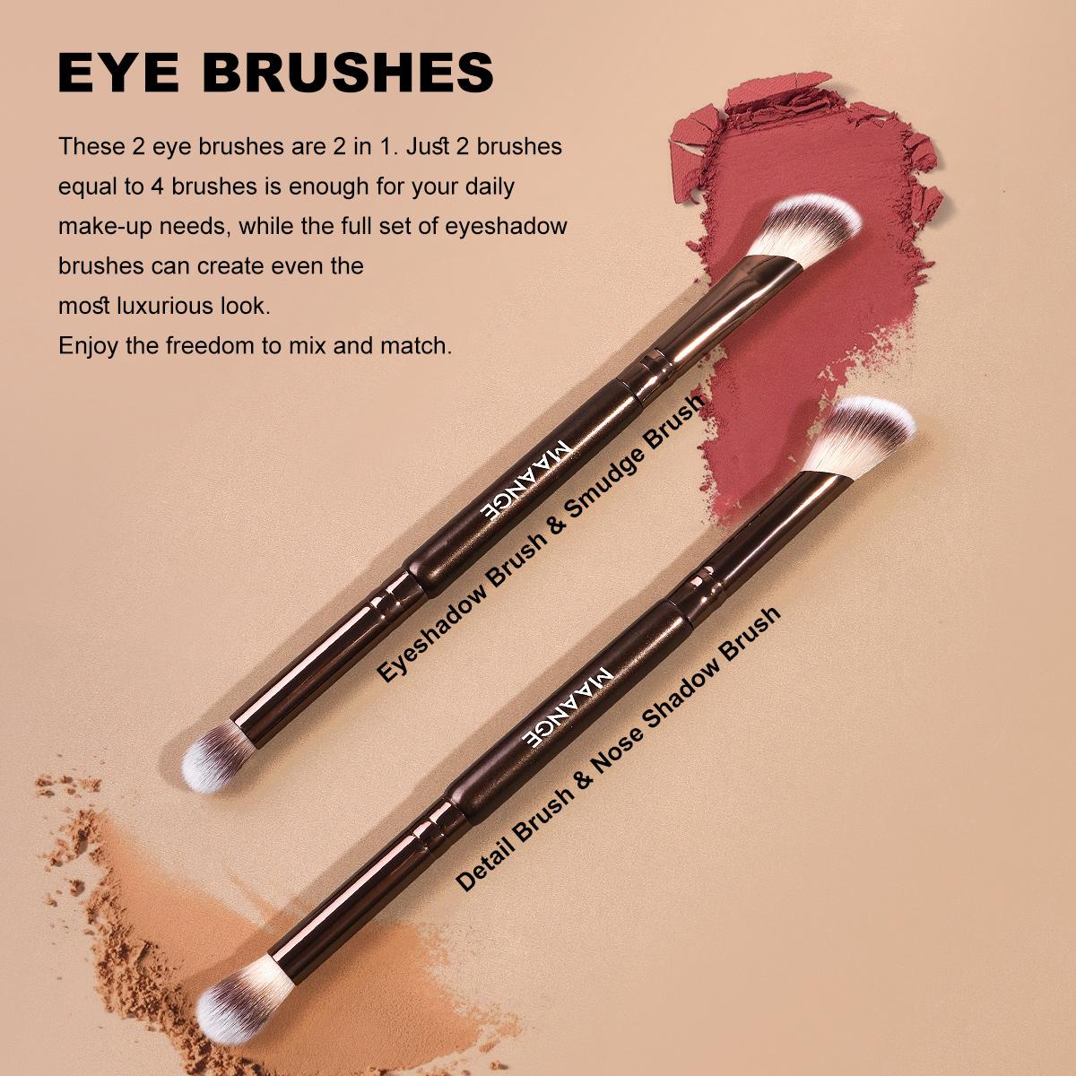 Maange Soft-Bristle Makeup Brush Set - Foundation, Blush, Powder, Eyeshadow, Highlighter, Concealer, Contour, Brow, Lash & Nose Shadow Brushes - Cosmetic Gift Box Set