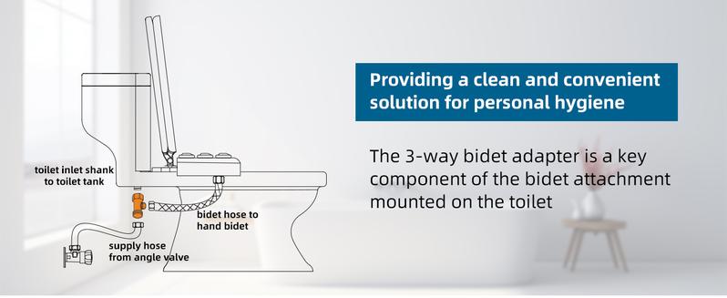 Hibbent Bidet T Adapter, Metal T Valve for Bidet(7/8” x 7/8” x 3/8”), 3 Way Tee Connector Bidet Attachment for Toilet Metal Bidet