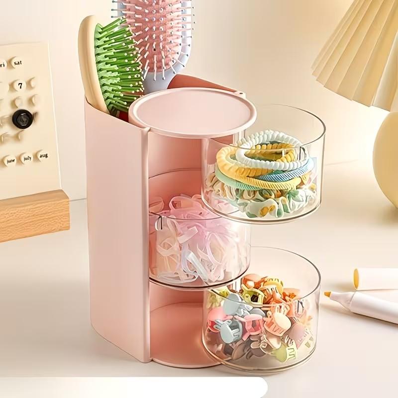 Rotating Multi-Layer Transparent Storage Box, Dustproof Plastic Organizer, Cosmetic Eyebrow Pencil Holder, Jewelry and Hair Accessories, Cosmetics Organizer Storage