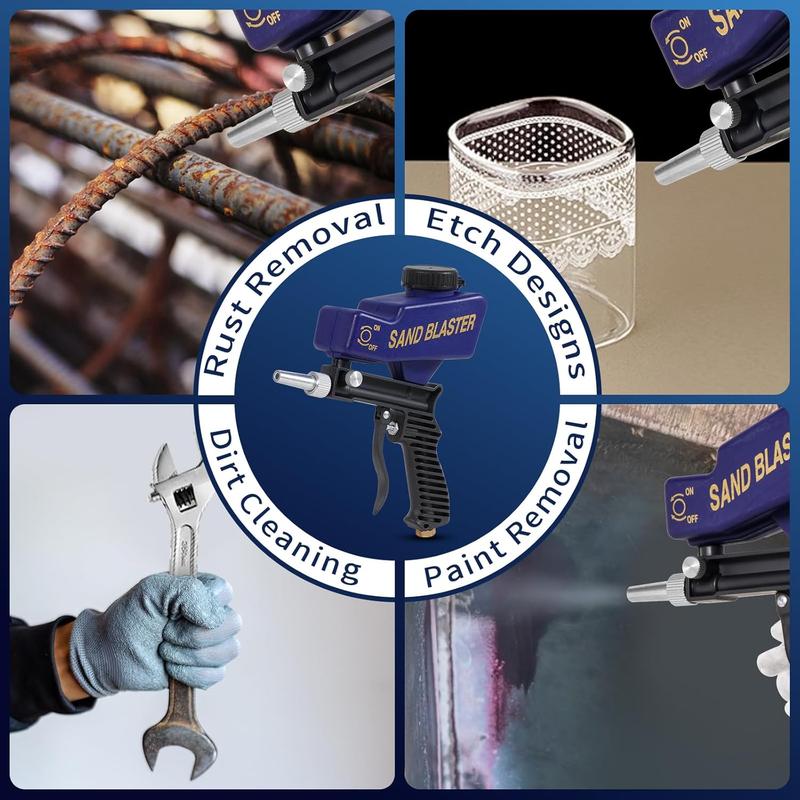 Portable gravity-fed sandblasting gun pneumatic sandblasting kit rust-proof sandblaster small sandblasting machine