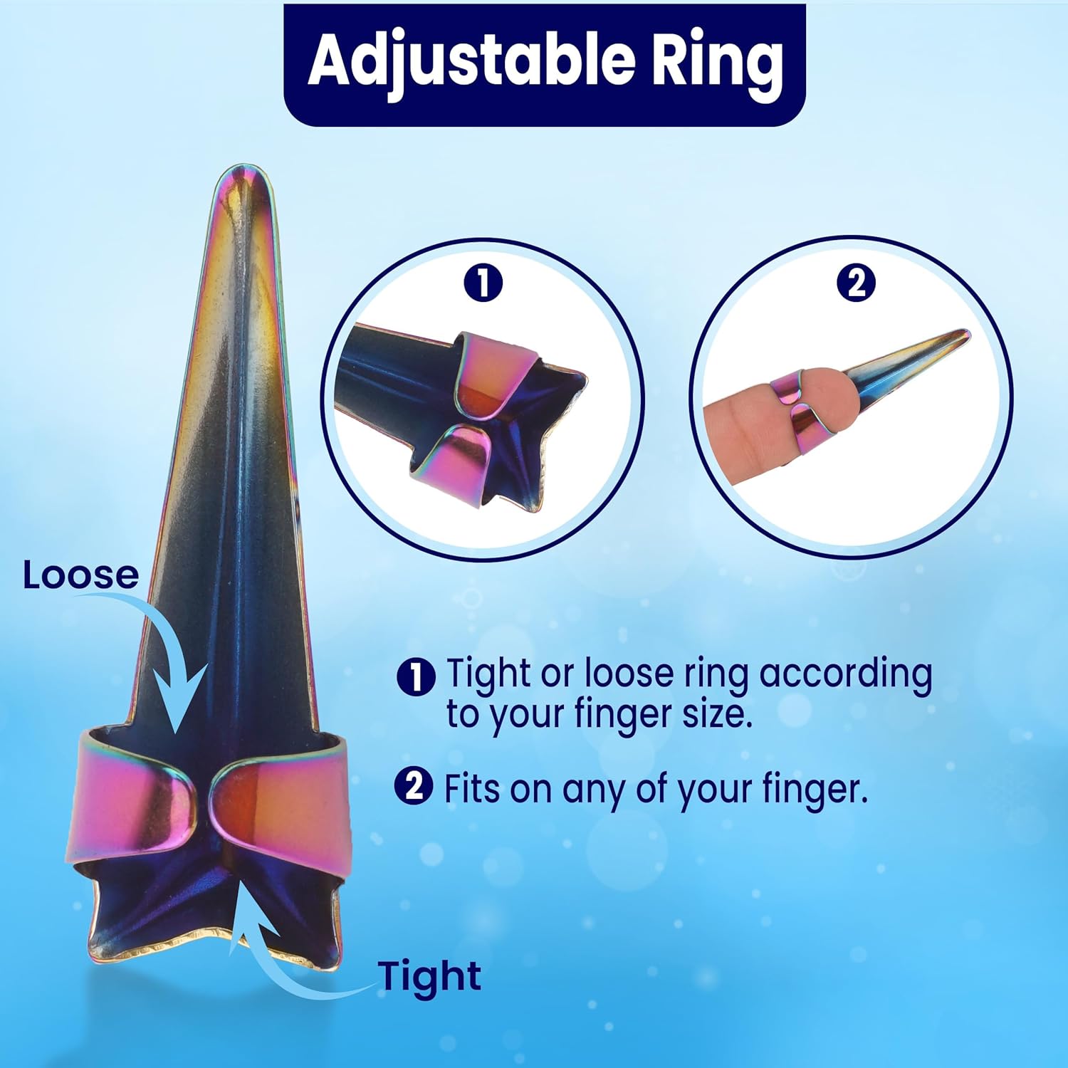 2 count Pro Hair Parting  Sectioning Rings-Stainless Steel Finger braiding Tool for  Hair Styling and Extension Installations - Inculde Straight Curved Ring with Box (Multi)