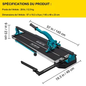 VEVOR Tile Cutter, 48 Inch Manual Tile Cutter, Tile Cutter Tools with Single Rail Double Brackets, 3/5 in Cap with Precise Laser Guide, Snap Tile Cutter for Precision Cutting Porcelain Tiles Industr