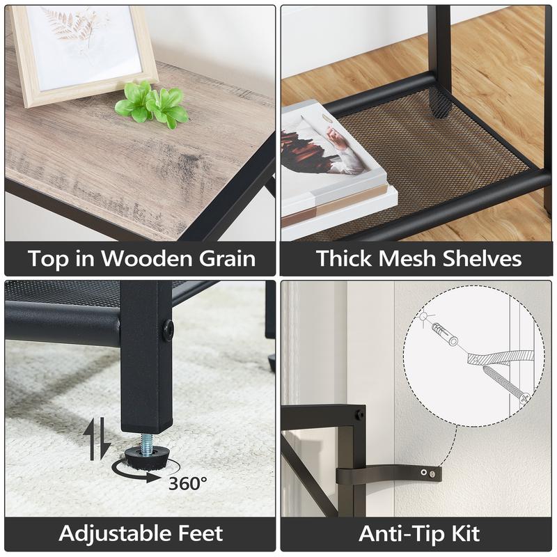 MAHANCRIS Sofa Table with Power Outlet, 43.7" Console Table with USB Ports, Behind Couch Table, Entryway Table for Living Room, Entryway, Foyer, Metal Frame, Adjustable Feet