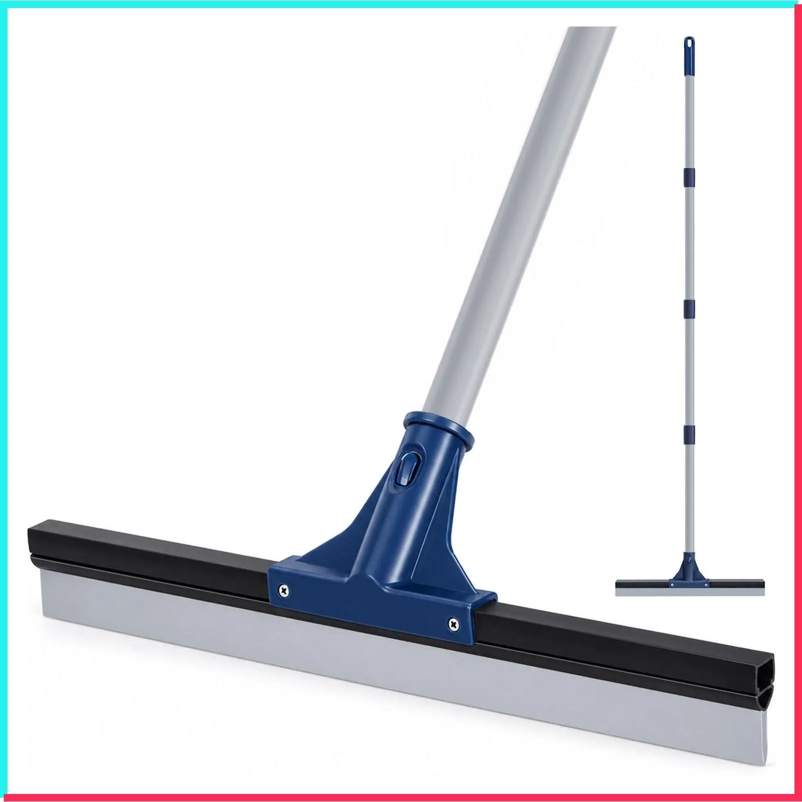 Standard Floor Squeegee for Concrete, 17.5" Large Squeegee Broom, Heavy Duty Floor Squeegee for Tile with 62" Handle for Garage, Deck, Bathroom, Window, Glass