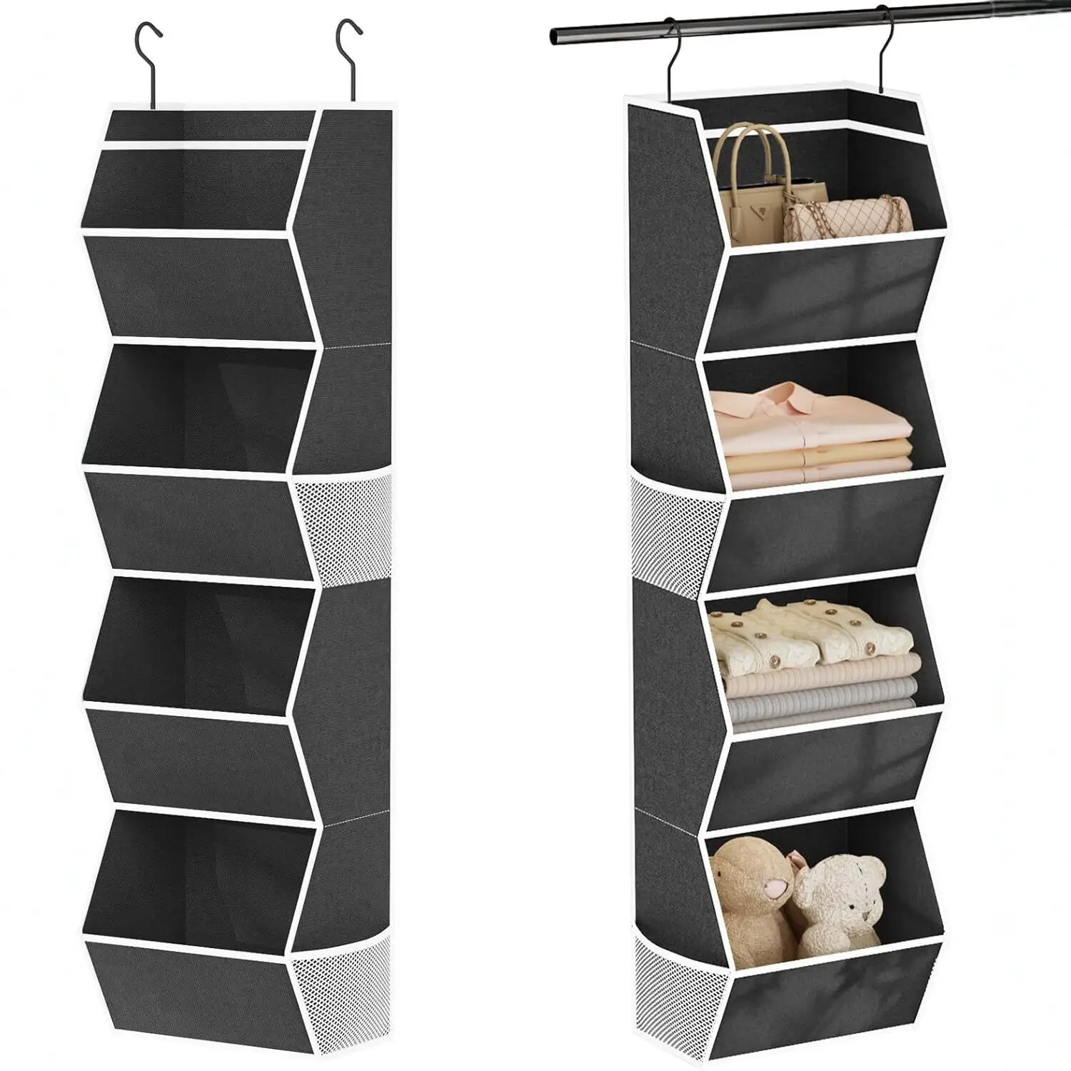 Wall-Mounted Closet Organizer Rack, 4-Tier Design, Foldable Storage Basket, Space-Saving Bedroom Cabinet System, Ideal for Home, Dorms, Rvs