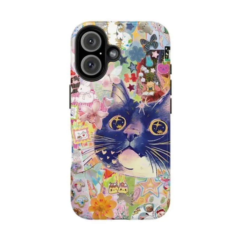 Cool Cat Collage iPhone 16 Pro Case, Y2K Suitable for IPhone17 11 12 13 14 15 16 Pro Max Air Plus, Preppy and Cute Aesthetic Cover, Birthday Gifts Case