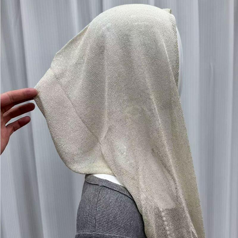 Pearl chain bright silk hooded scarf summer breathable sun protection veil