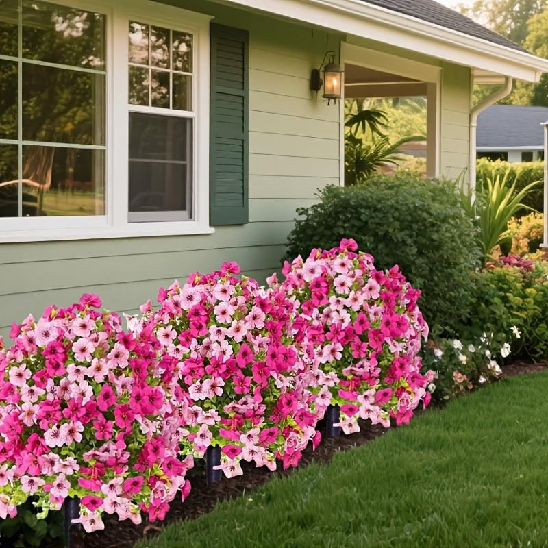 2 sets, high-quality outdoor simulation green tree belt ground stake straight plug flower, anti-ultraviolet plastic material, including ground stake bracket - suitable for garden, terrace, four-season decoration, Artificial Outdoor Flowers