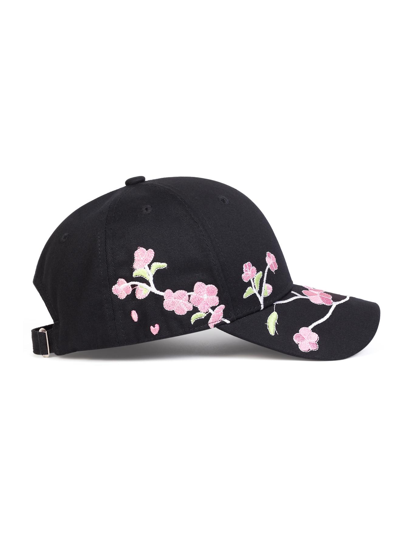 Elegant Plum Blossom Embroidered Fitted Baseball Cap Adjustable, Fashionable Floral Design Hat, Versatile Casual Headwear for All Seasons