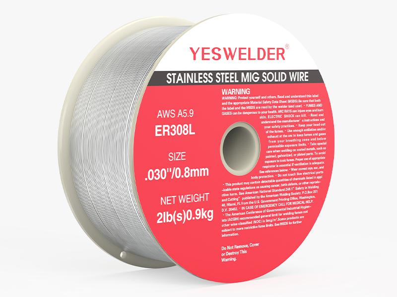 YESWELDER ER308L Stainless Steel Solid MIG Welding Wire | 2LB Spool .030"/.035" Diameter Solid Core Gas MIG Wire