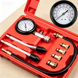 Compression Tester Kit 0-300 PSI, Cylinder Leakage Diagnostic Tool for Engine, 8-Piece Small Engine Compression Gauge, Reusable Automotive Tester for Car Motorcycle Outboard Snowmobile Chainsaw