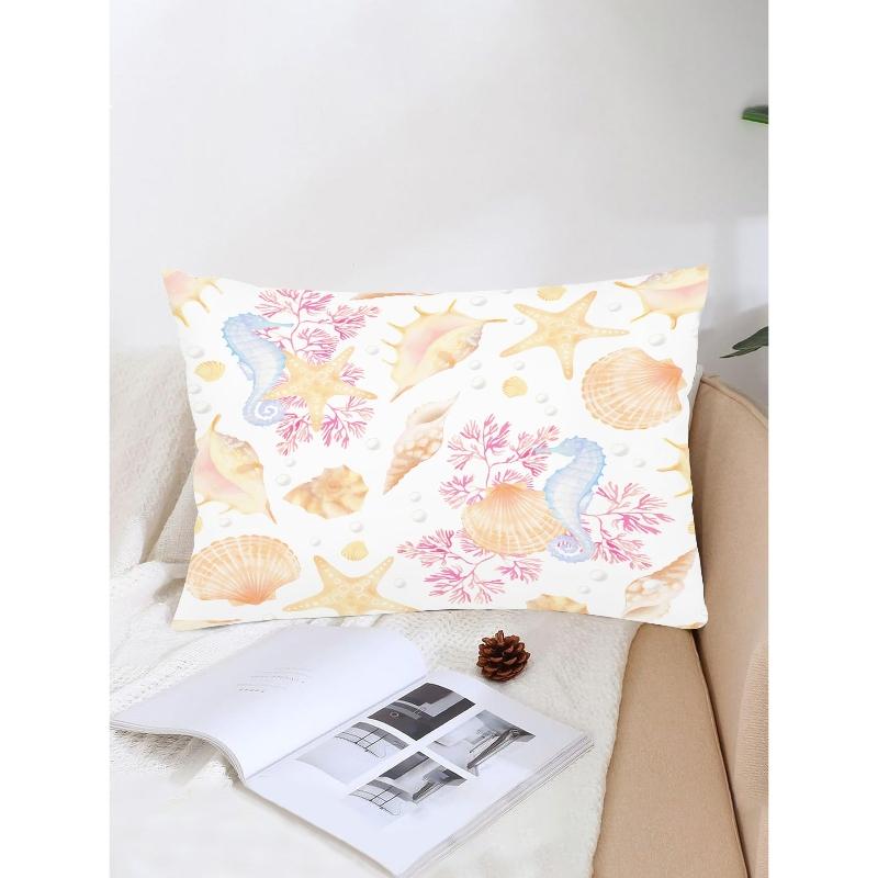 seashell-patterned bedding set includes one duvet cover and one pillowcase (filling not included). It is soft, lightweight, and perfect for family bedrooms and children's rooms.