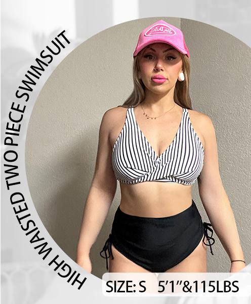 Aqua Eve Women High Waisted Bikini Twist Front Swimsuits Lace up Bikini Tops Ruched Push up Two Piece Bathing Suits