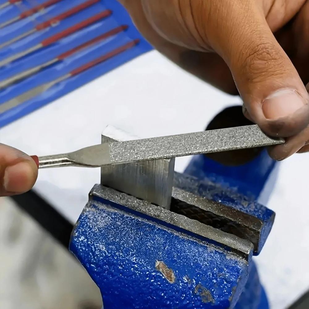 10pc Mini Diamond Needle File Set, Anti-Slip Handle Precision Grinding Tools for DIY Jewelry Making, Metal Glass Ceramic Wood Carving, Model Wax Sculpting, Nail Art & Craft Polishing & Shaping Kit