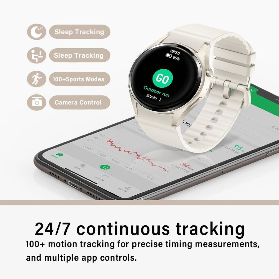 Women's & Men's Smartwatch with Call Function, Compatible with iPhone/android, Round Design, Fitness Tracker