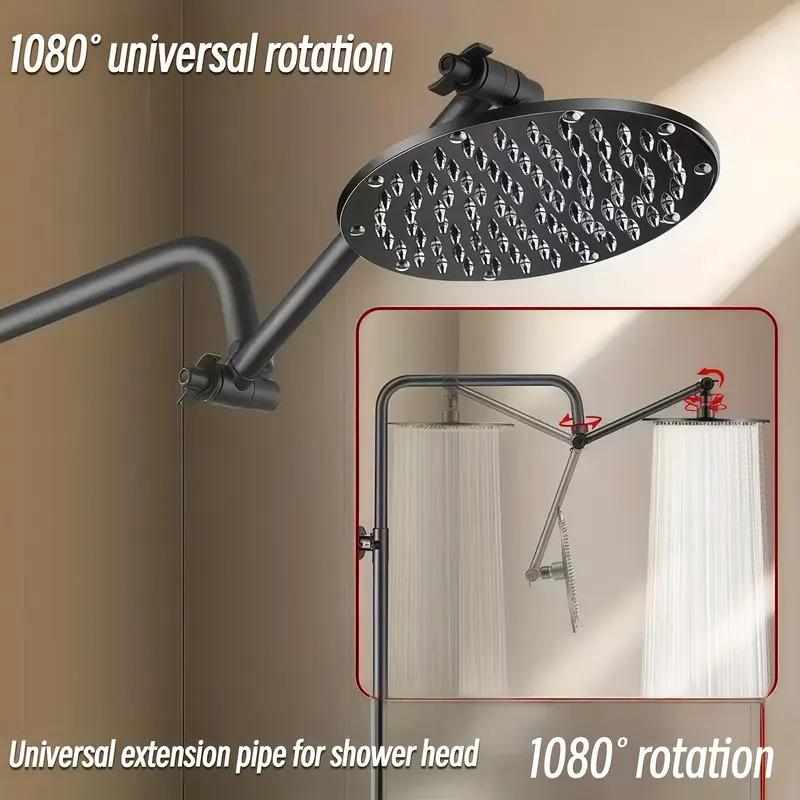 Adjustable Shower Head Extension Arm, Height & Angle Adjustable Shower Arm Extender, Fixing and Holding Shower Head Holder