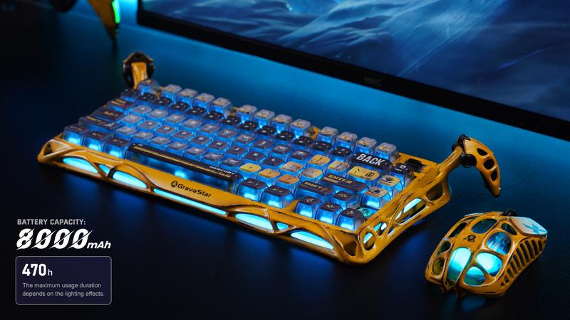 GravaStar Mercury K1 Pro Battle-Worn Yellow Wireless Mechanical Gaming Keyboard, Aluminum Alloy 75% Layout, Hot-Swappable RGB Custom Keyboard with Linear Switches – Handcrafted Battle-Worn Yellow Edition