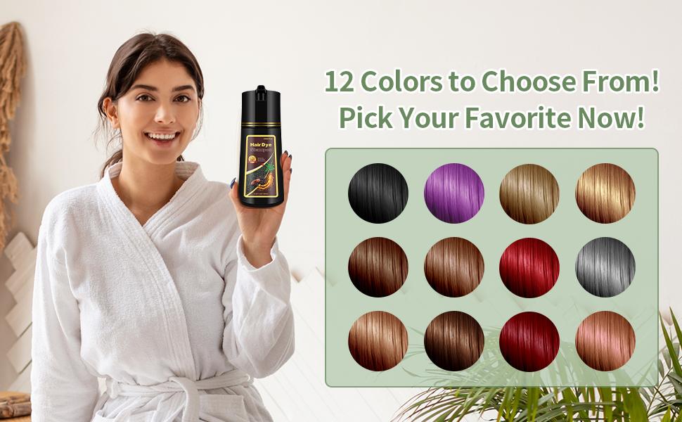 Natural Hair Color Shampoo for Gray Coverage, Instant Red Hair Dye Shampoo 3 in 1, Shampoo Hair Dye Works in Minutes, Red Hair Shampoo, Shampoo Para Canas for Women and Men Haircare