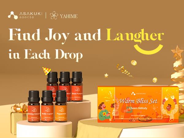 ASAKUKI Fall Holiday Fragrance Essential Oils Set 6 x 10 ml, Autumn Scented for Diffusers & Home, Long-Lasting, Freshener for Purifiers, Humidifiers, Pumpkin, Vanilla cake, Cinnamon, Warm, Sweet, Woody Aromatic, Christmas Gift, Home Smell Good Product