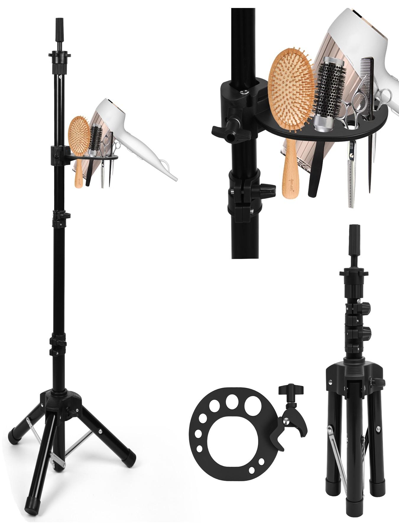 Mannequin Head Stand, Reinforced Metal Wig Stand Tripod Base with Tool Tray, Adjustable Height 18-47 inch Wig Head Stand for Styling Stability, Hair Tools