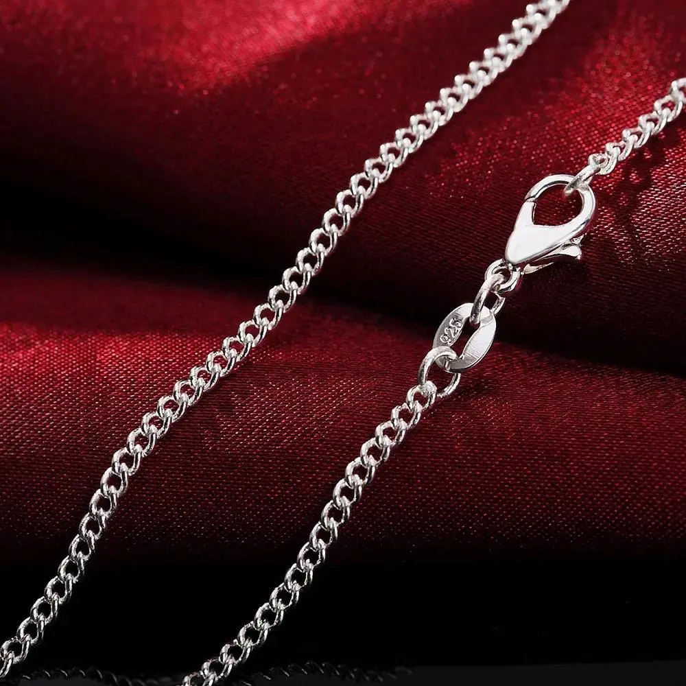 925 Sterling Silver Necklace 16/18/20/22/24/26/28/30 Inches 2MM String Chain For Women Men  Jewelrys Gifts