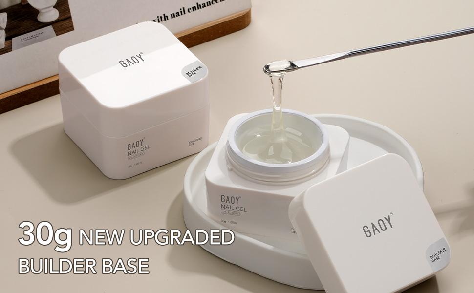 GAOY 30g Builder Base, Clear Nail Builder Gel, 2-in-1 Soak Off UV Gel for Nail Strengthening and Building, UV Light Cure