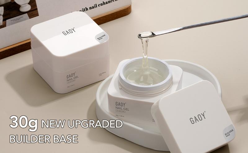 GAOY 30g Builder Base, Clear Nail Builder Gel, 2-in-1 Soak Off UV Gel for Nail Strengthening and Building, UV Light Cure