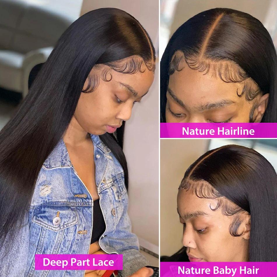 Bling Hair 360 Full Lace Wig  13X4 HD Transparent Lace Front Real Hair Wigs For Women 30 Inch Brazilian Straight 13x6 Lace Frontal Wig