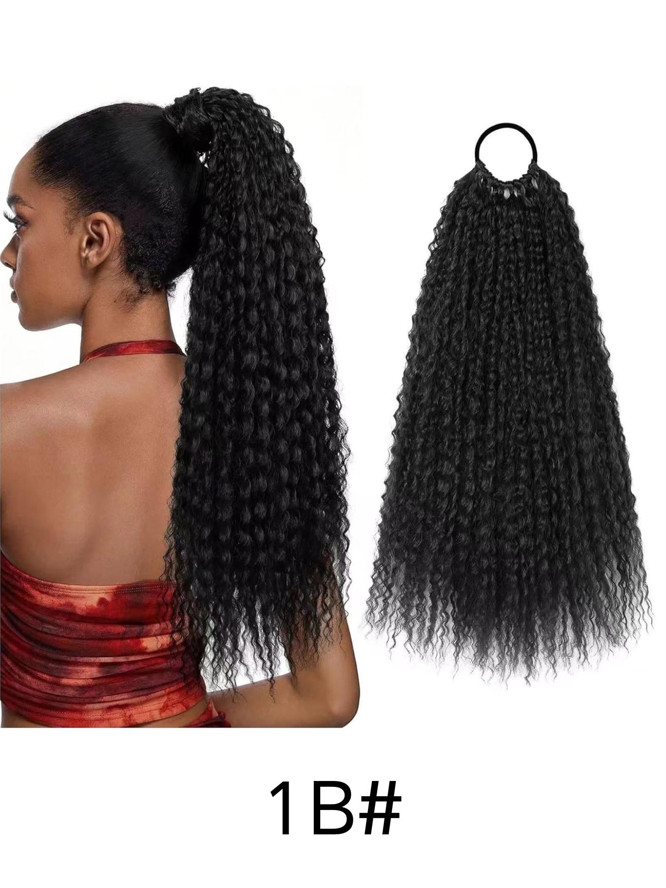 African Braided Hair Extension, Long Curly Corn Silk Ponytail, 12 Strand Screw Roll Messy Dreadlocks, Suitable for Daily Wear