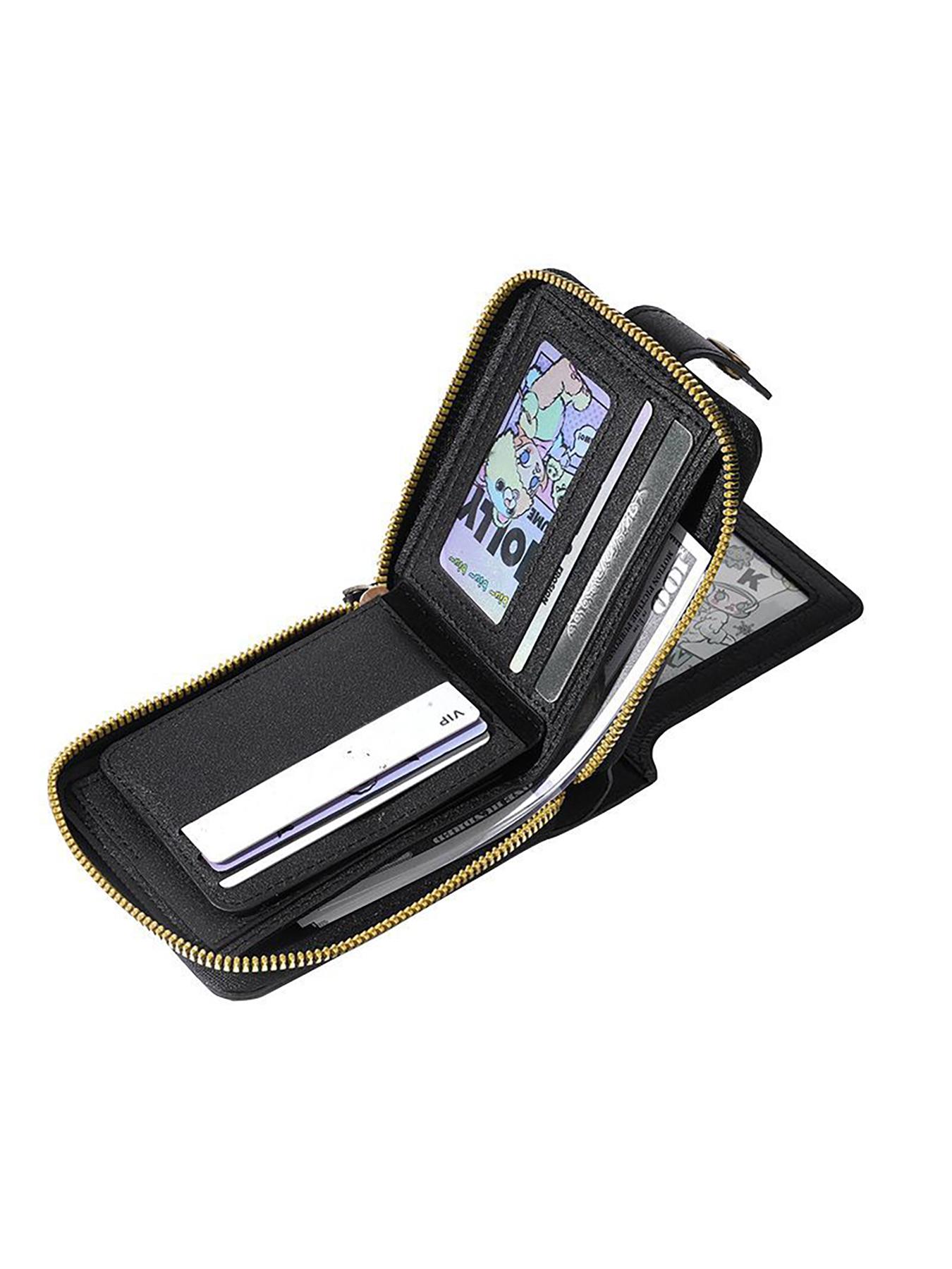 Brawl Stars Printed Black Leather Wallet for Everyday Use and Casual Outings Suitable for Gaming Enthusiasts and Fans Ideal Gift for Christmas  Birthdays  and Special Occasions with Secure Zipper and Button Closure Stylish and Durable Design Perfect for